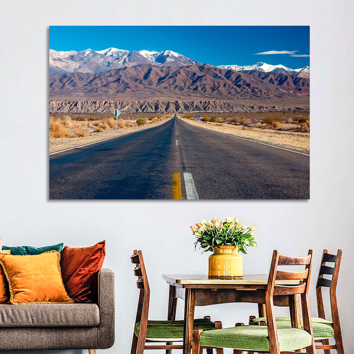 Northern Argentina Desert Road Wall Art in a room, landscape