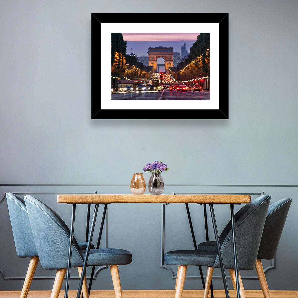 Arc De Triomphe at Twilight Wall Art in a room, landscape