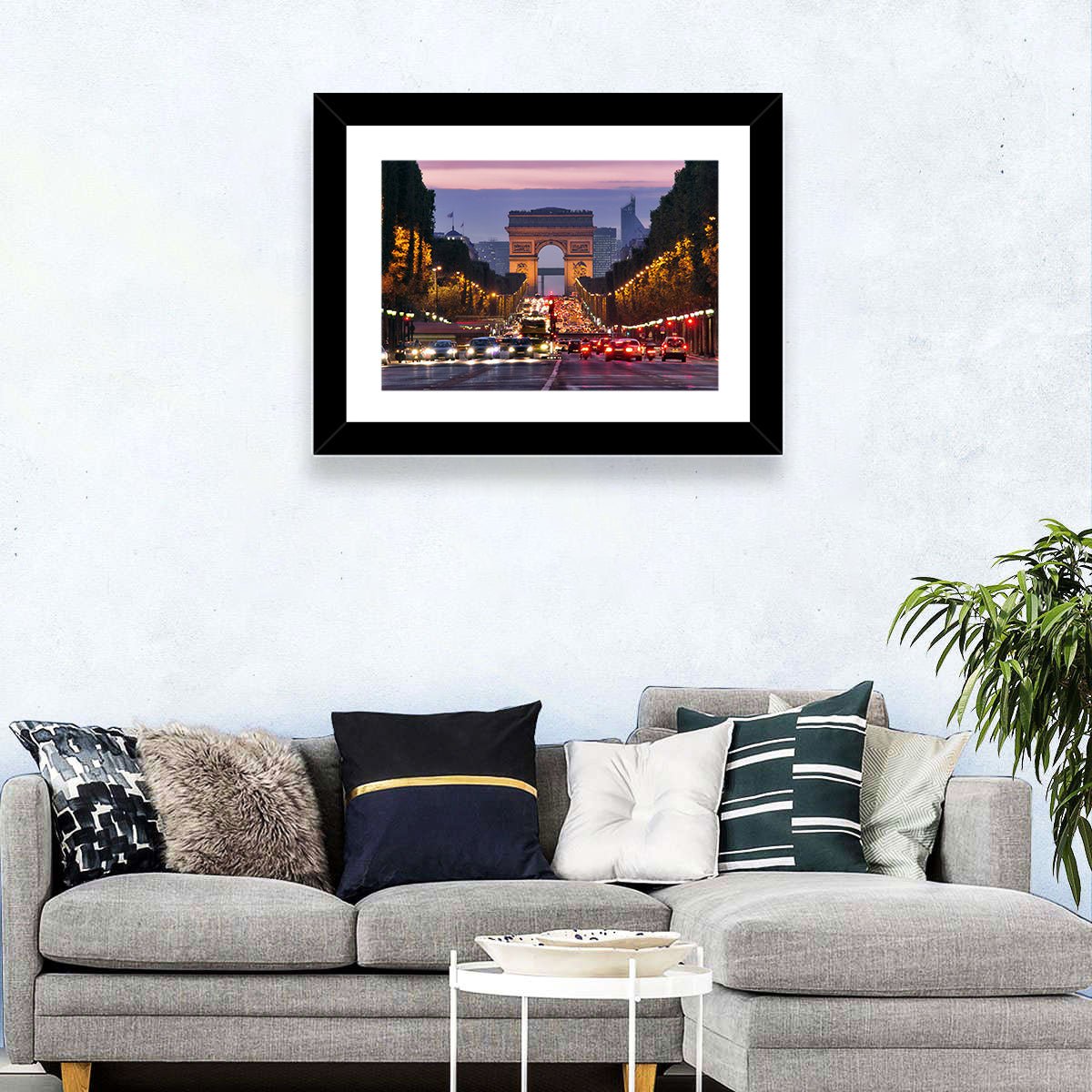 Arc De Triomphe at Twilight Wall Art in a room, landscape