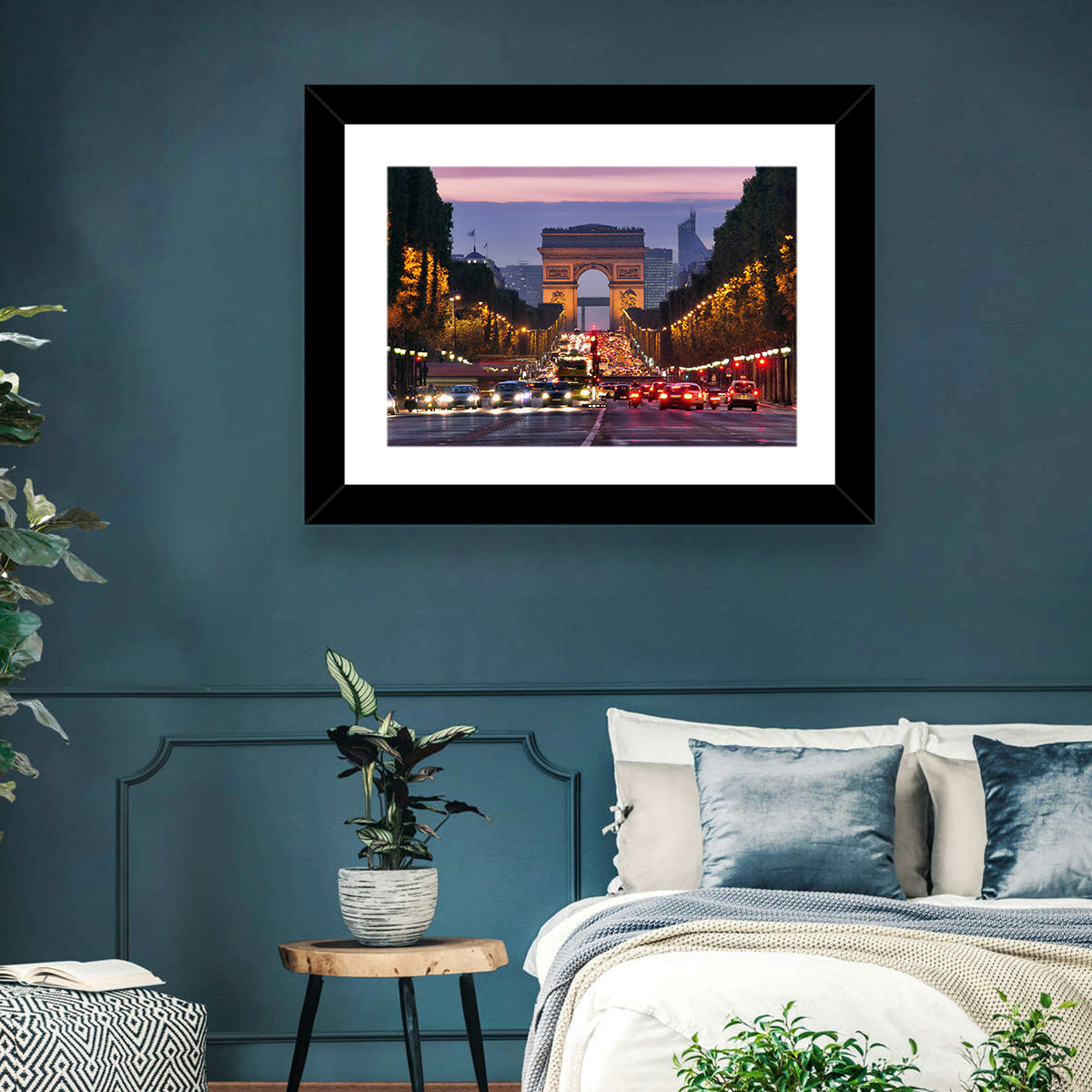 Arc De Triomphe at Twilight Wall Art in a room, landscape