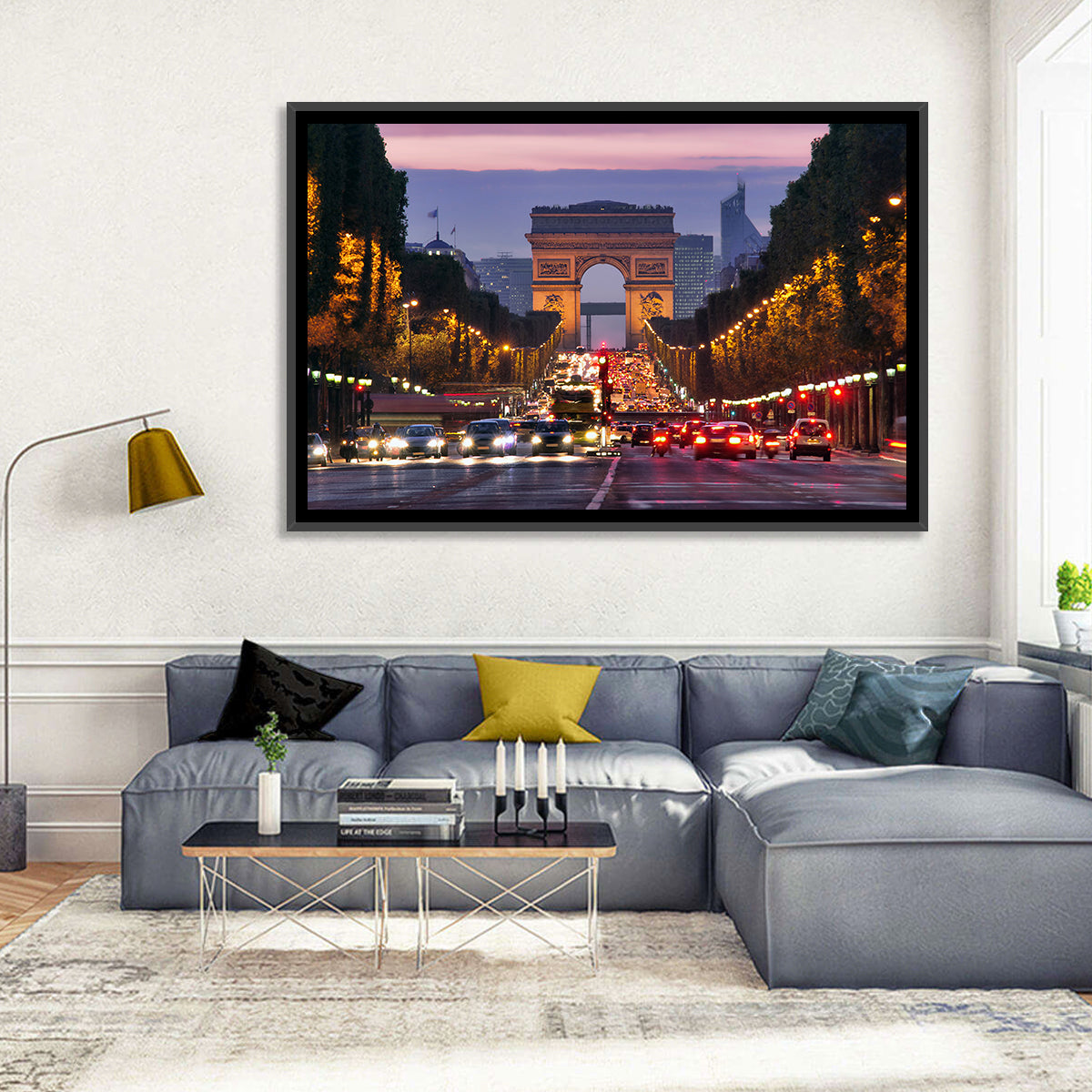 Arc De Triomphe at Twilight Wall Art in a room, landscape
