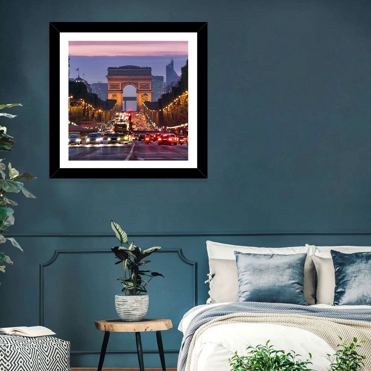 Arc De Triomphe at Twilight Wall Art in a room, landscape