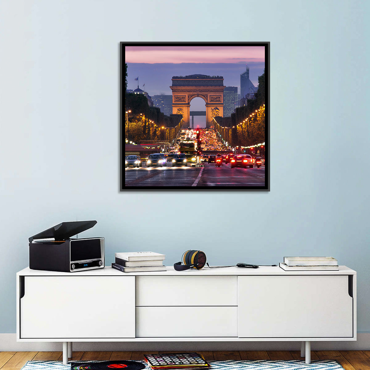 Arc De Triomphe at Twilight Wall Art in a room, landscape