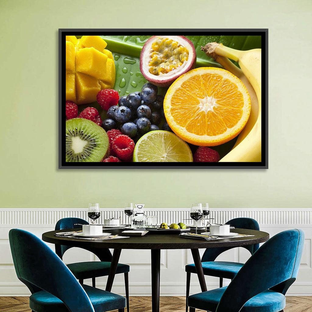 Vibrant Fresh Fruit Flat Lay Wall Art