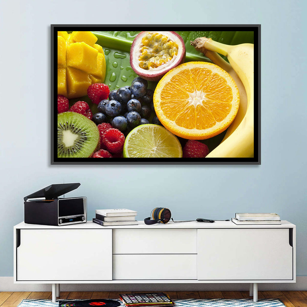 Vibrant Fresh Fruit Flat Lay Wall Art