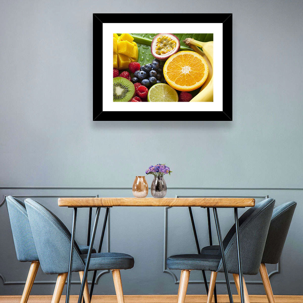 Vibrant Fresh Fruit Flat Lay Wall Art