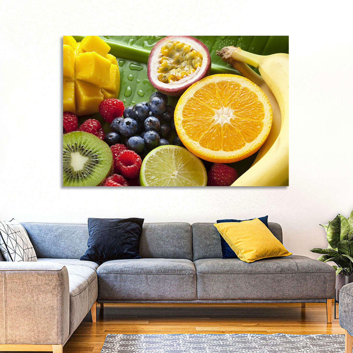 Vibrant Fresh Fruit Flat Lay Wall Art