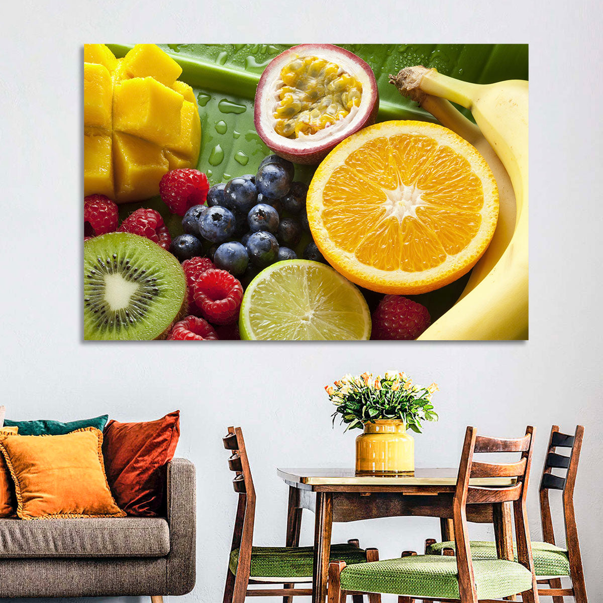 Vibrant Fresh Fruit Flat Lay Wall Art