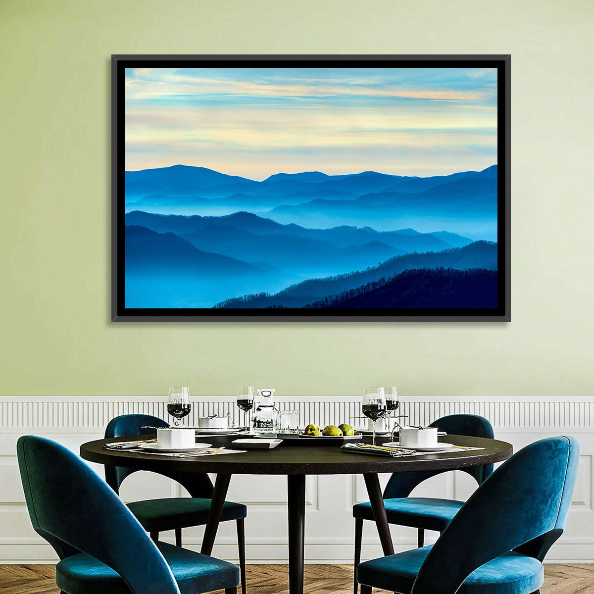 Smoky Mountain Layers at Dawn Wall Art in a room, landscape