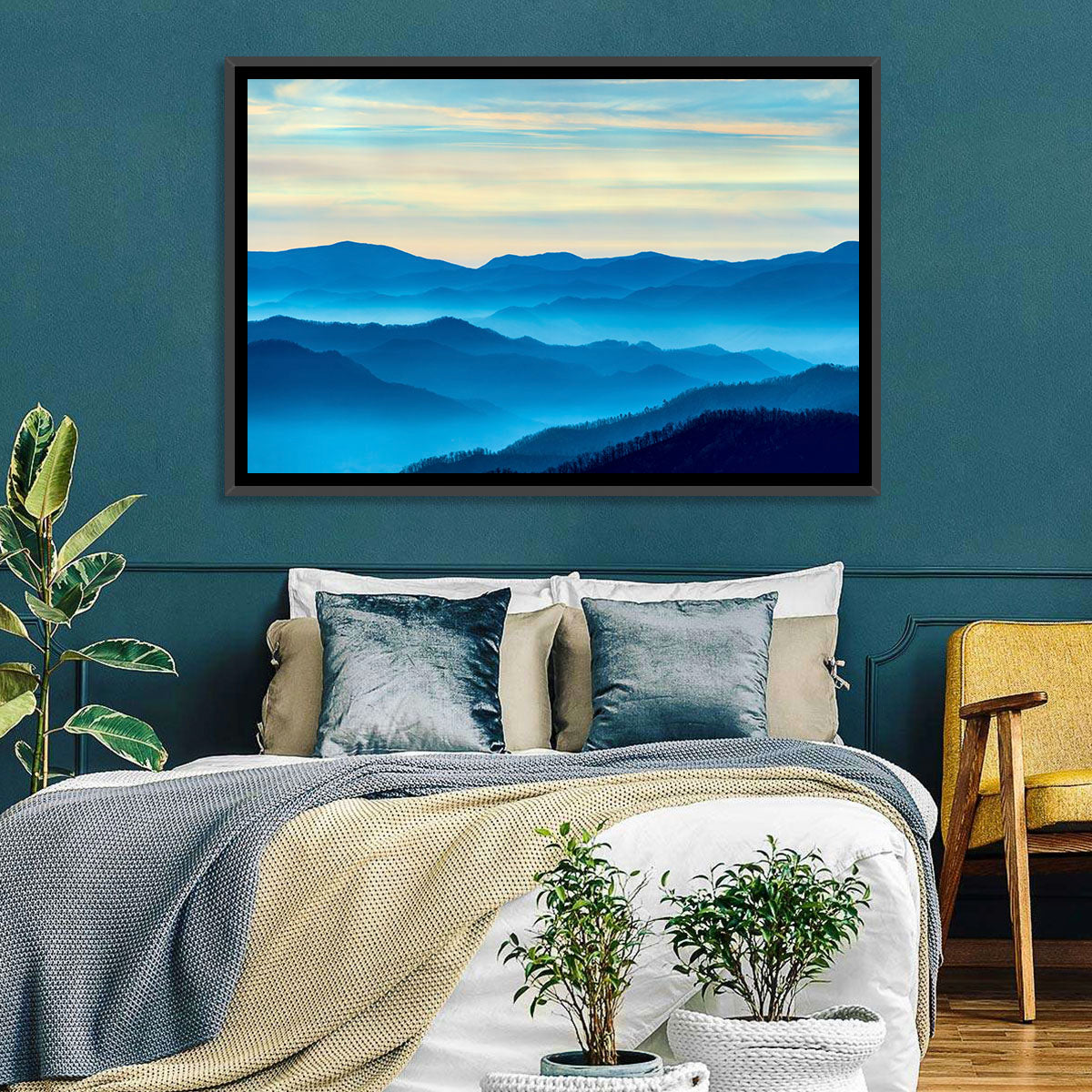 Smoky Mountain Layers at Dawn Wall Art in a room, landscape