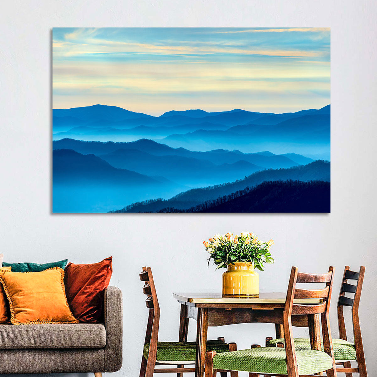 Smoky Mountain Layers at Dawn Wall Art in a room, landscape