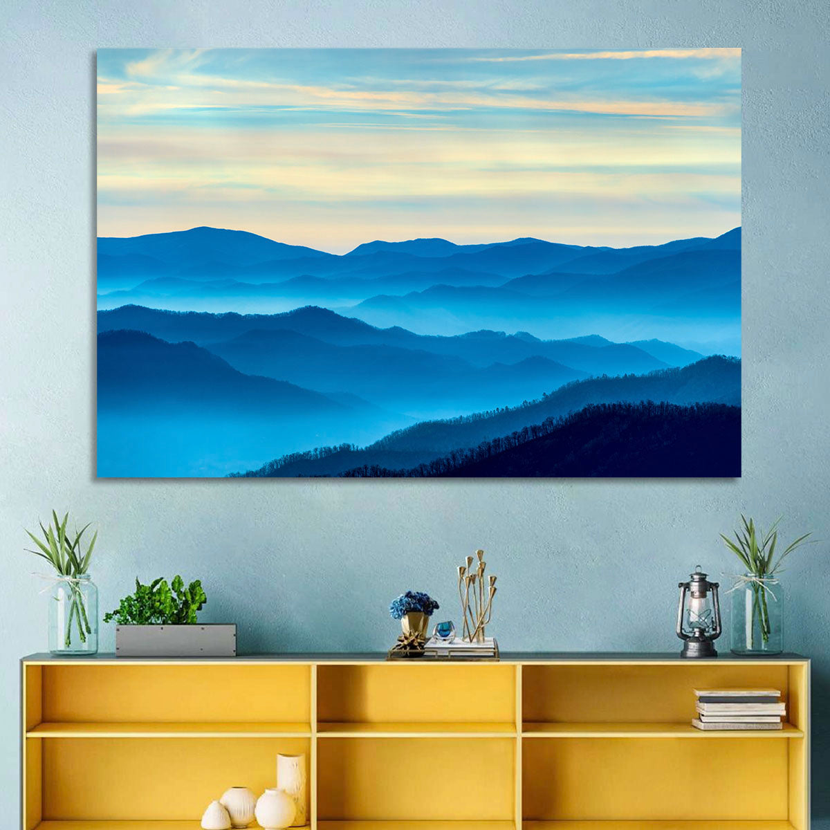 Smoky Mountain Layers at Dawn Wall Art in a room, landscape