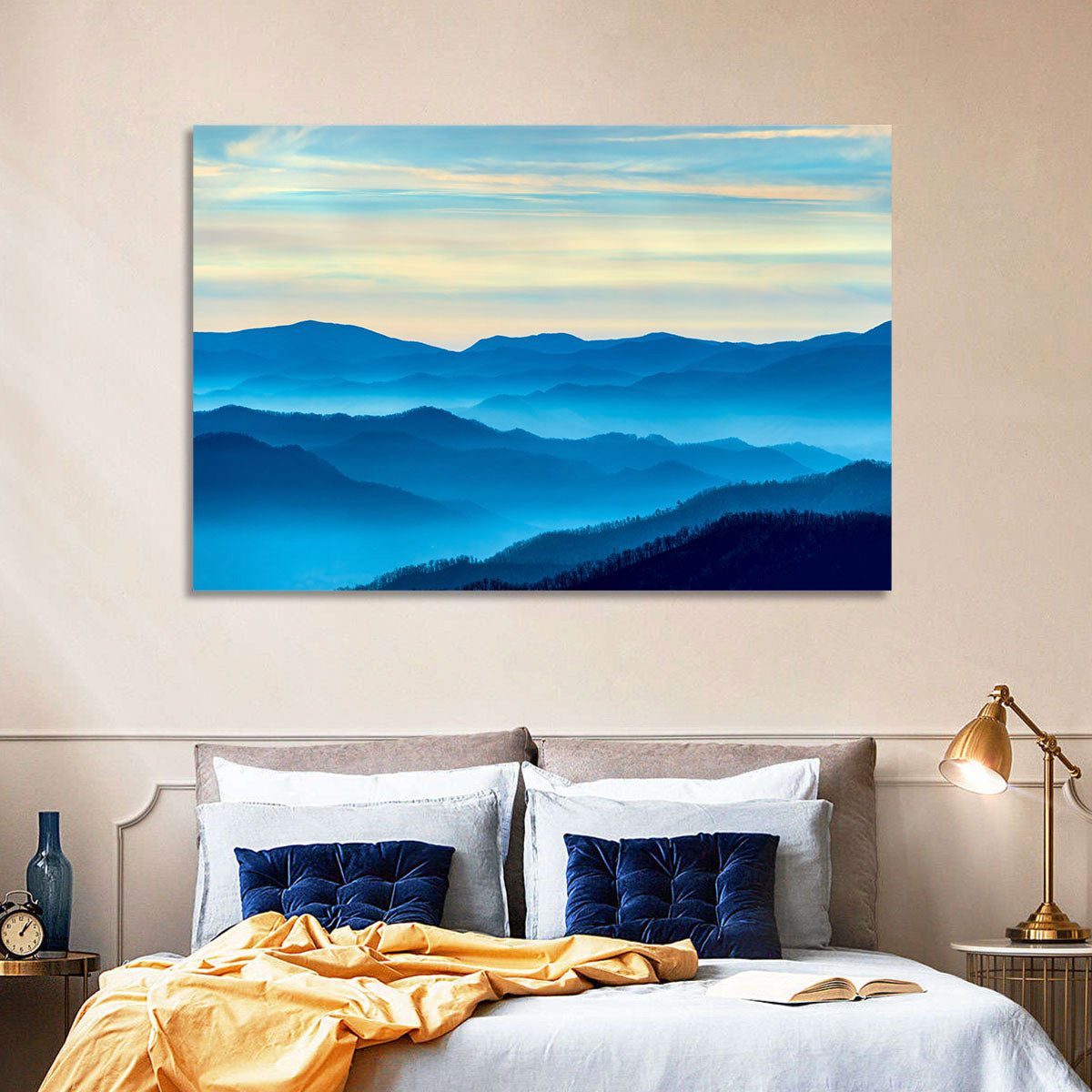Smoky Mountain Layers at Dawn Wall Art in a room, landscape