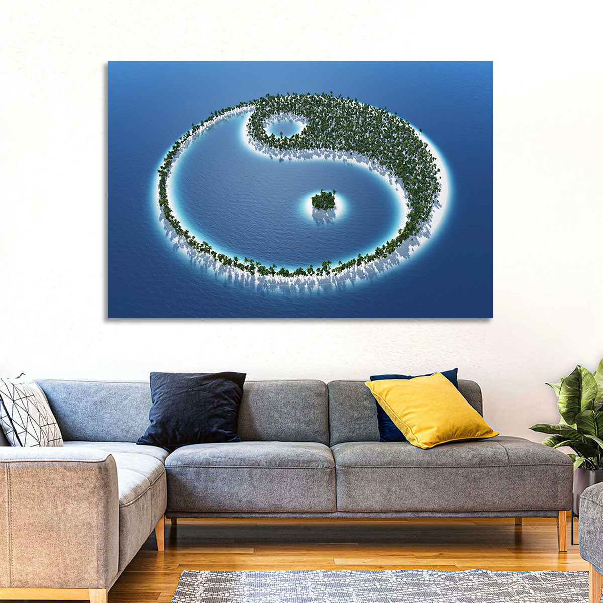 Yin Yang Tropical Island Aerial Wall Art