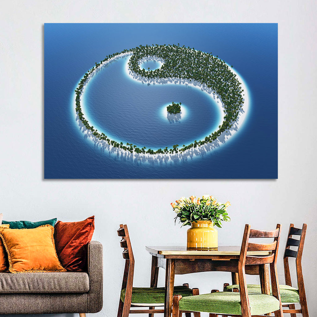 Yin Yang Tropical Island Aerial Wall Art
