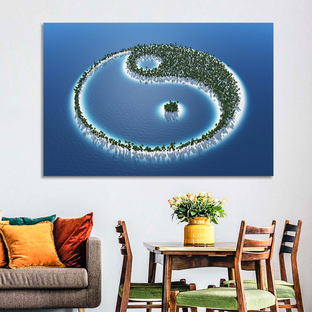 Yin Yang Tropical Island Aerial Wall Art