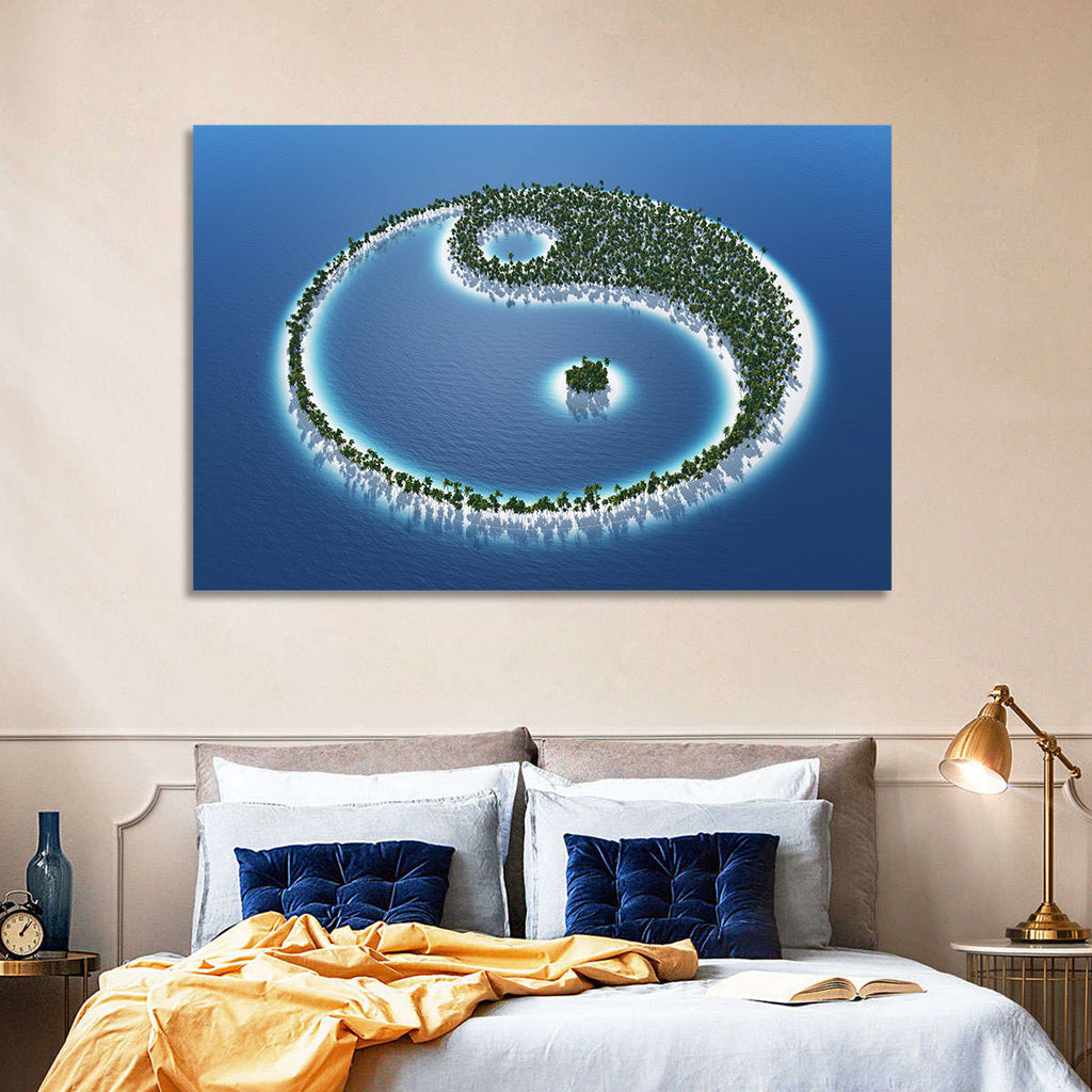 Yin Yang Tropical Island Aerial Wall Art