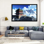 Sunlit Pagoda and Snow Peaks Wall Art