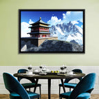 Sunlit Pagoda and Snow Peaks Wall Art