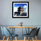 Sunlit Pagoda and Snow Peaks Wall Art