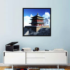 Sunlit Pagoda and Snow Peaks Wall Art
