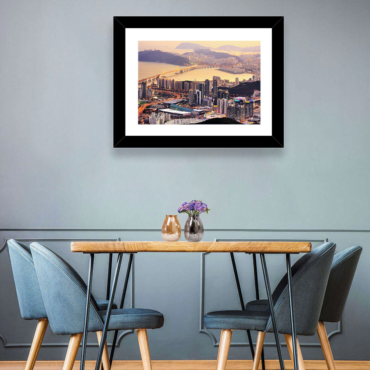 Busan Dusk Aerial Skyline with Gwangan Bridge Wall Art