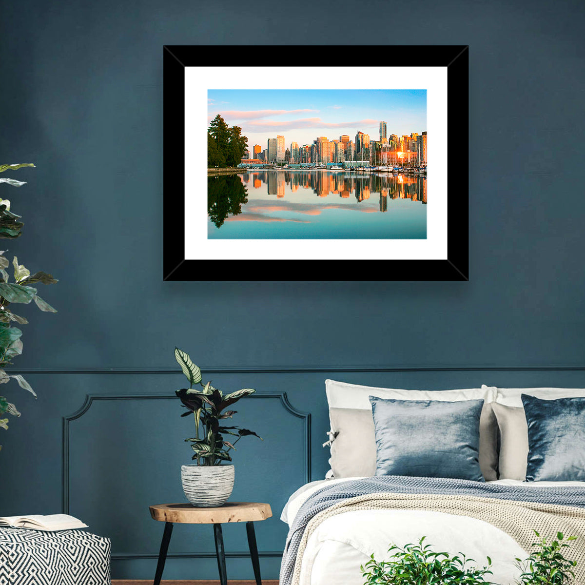 Vancouver Skyline at Coal Harbour Wall Art in a room, landscape