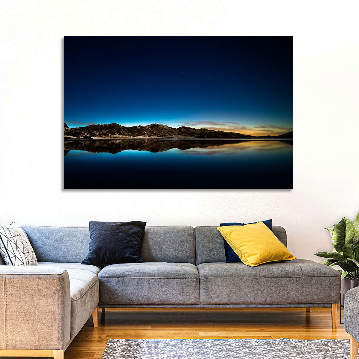 Kleifarvatn Lake at Dusk Wall Art in a room, landscape