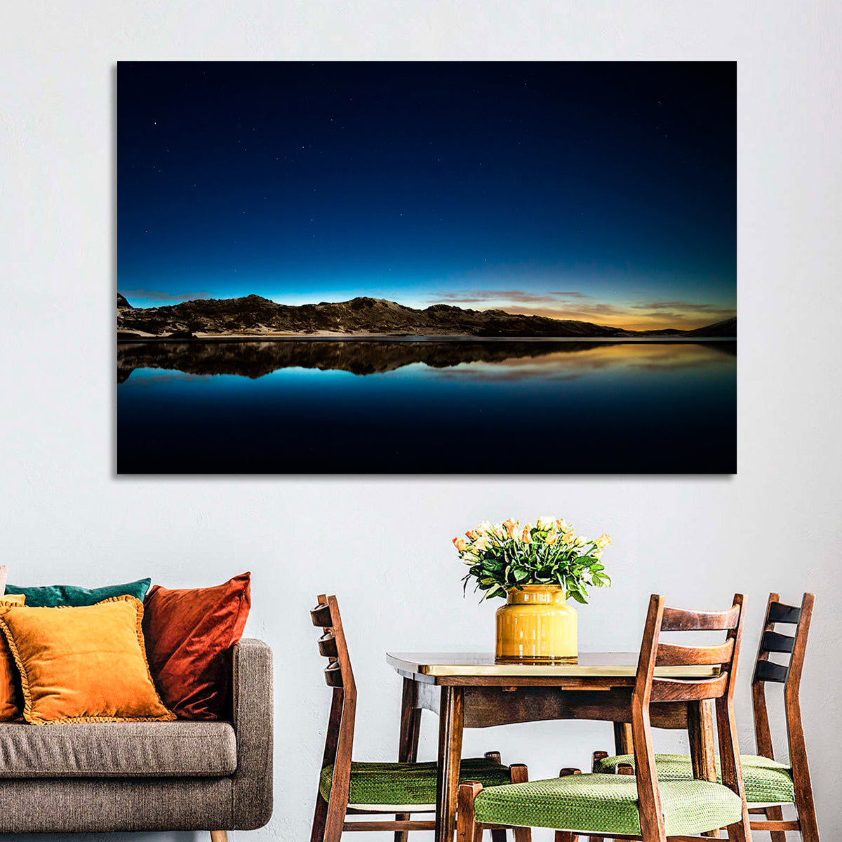 Kleifarvatn Lake at Dusk Wall Art in a room, landscape