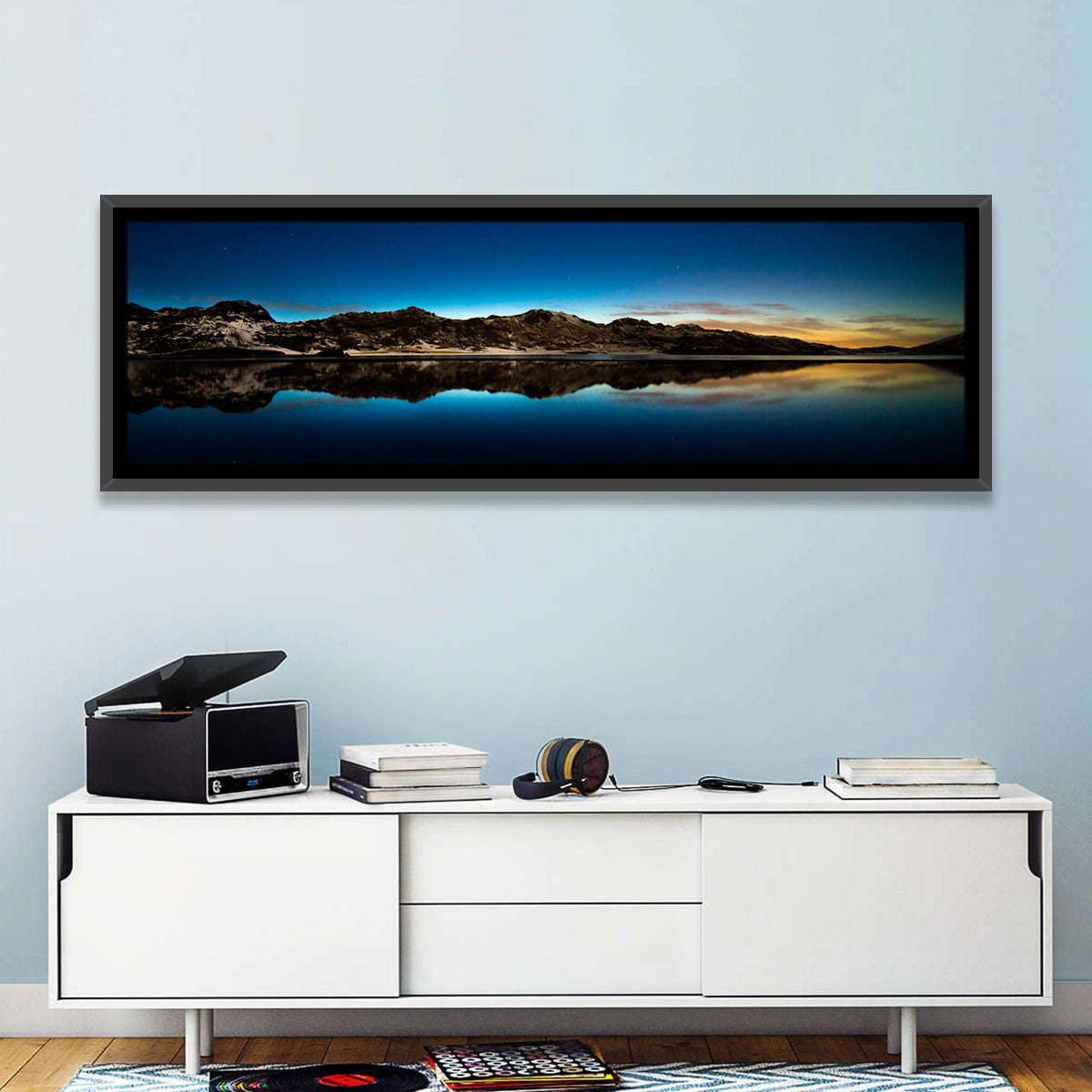 Kleifarvatn Lake at Dusk Wall Art in a room, landscape