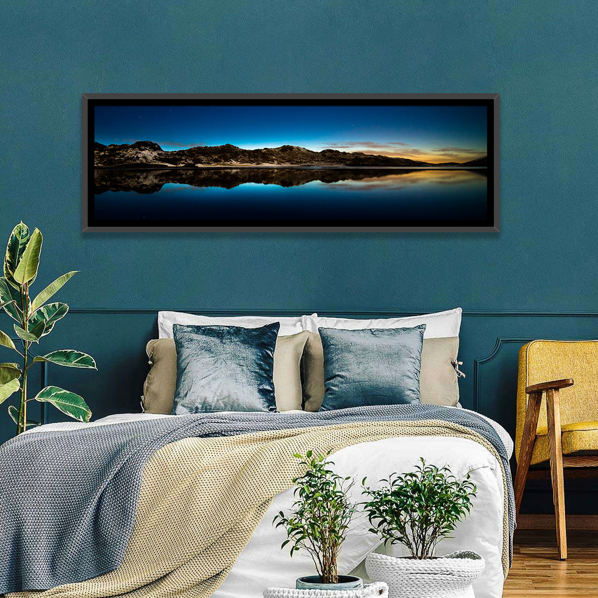 Kleifarvatn Lake at Dusk Wall Art in a room, landscape