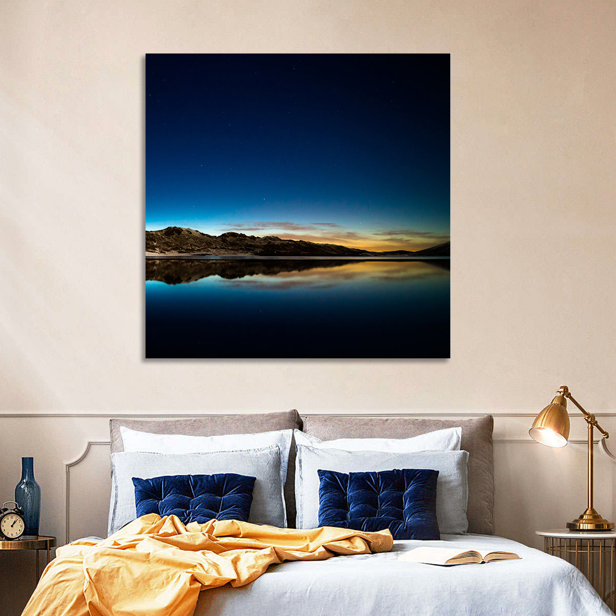 Kleifarvatn Lake at Dusk Wall Art in a room, landscape