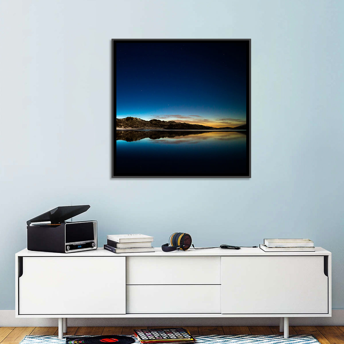 Kleifarvatn Lake at Dusk Wall Art in a room, landscape