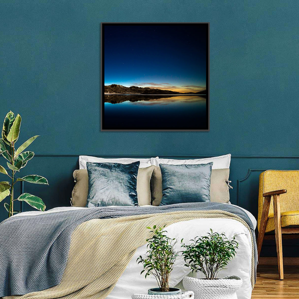 Kleifarvatn Lake at Dusk Wall Art in a room, landscape