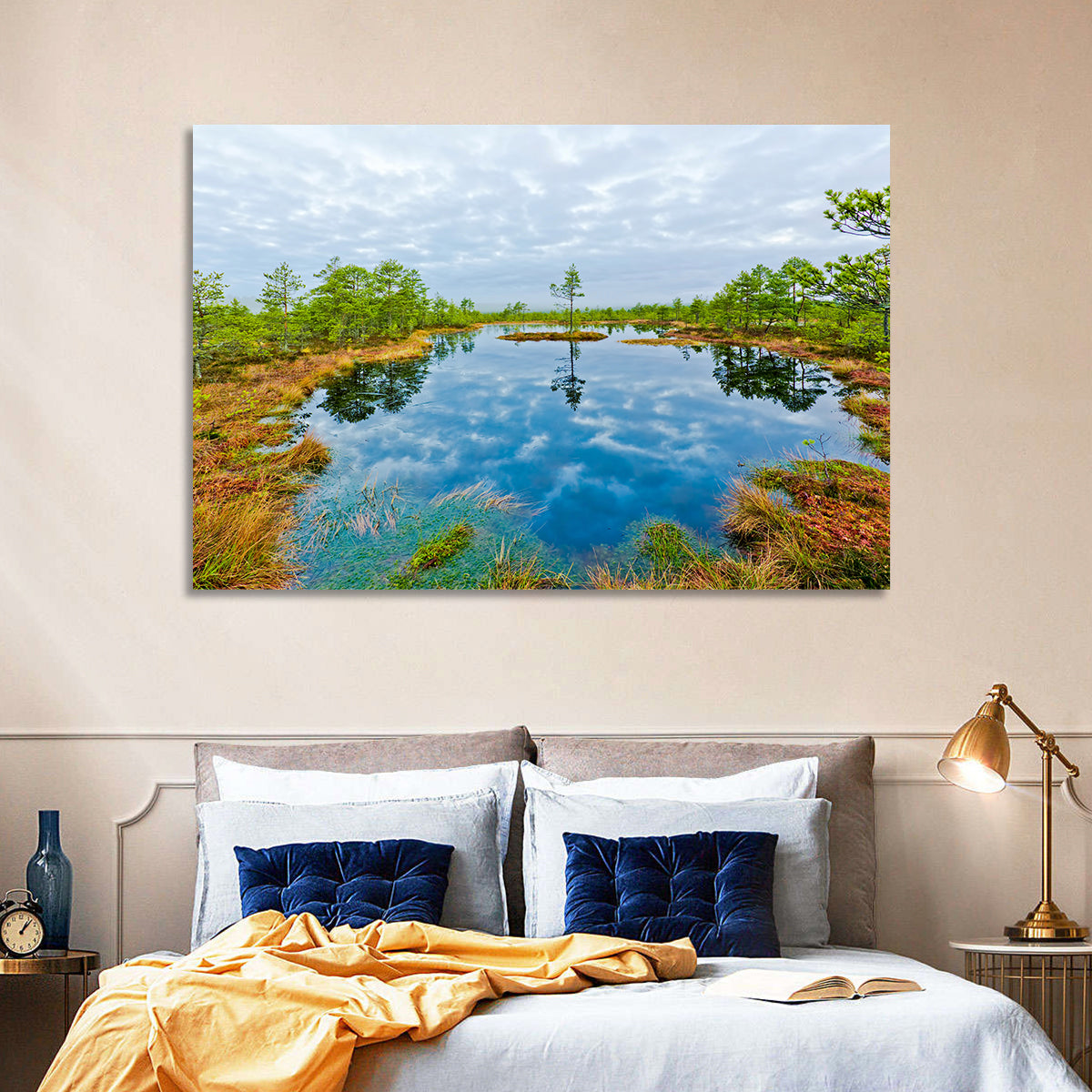 Viru Bog Reflections Wall Art in a room, landscape