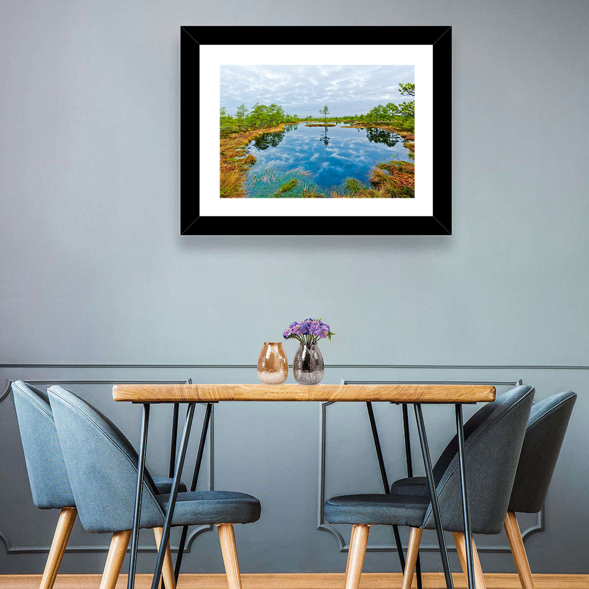 Viru Bog Reflections Wall Art in a room, landscape