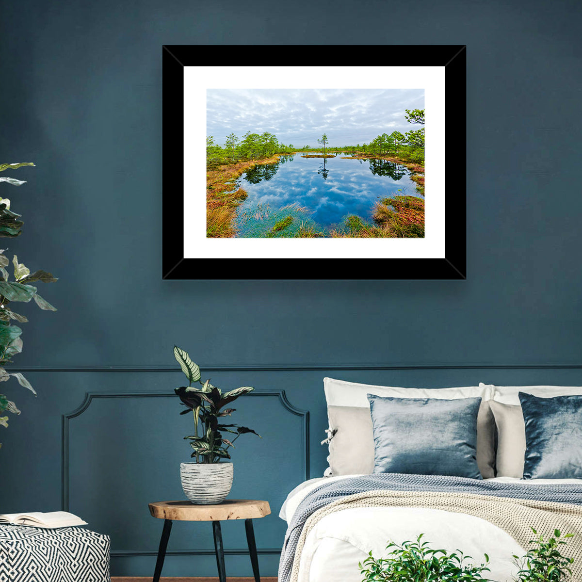 Viru Bog Reflections Wall Art in a room, landscape