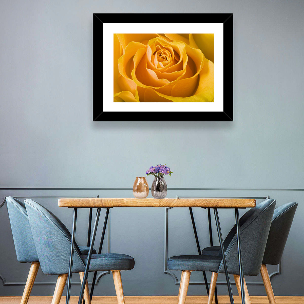 Yellow Rose Close-up Wall Art in a room, landscape
