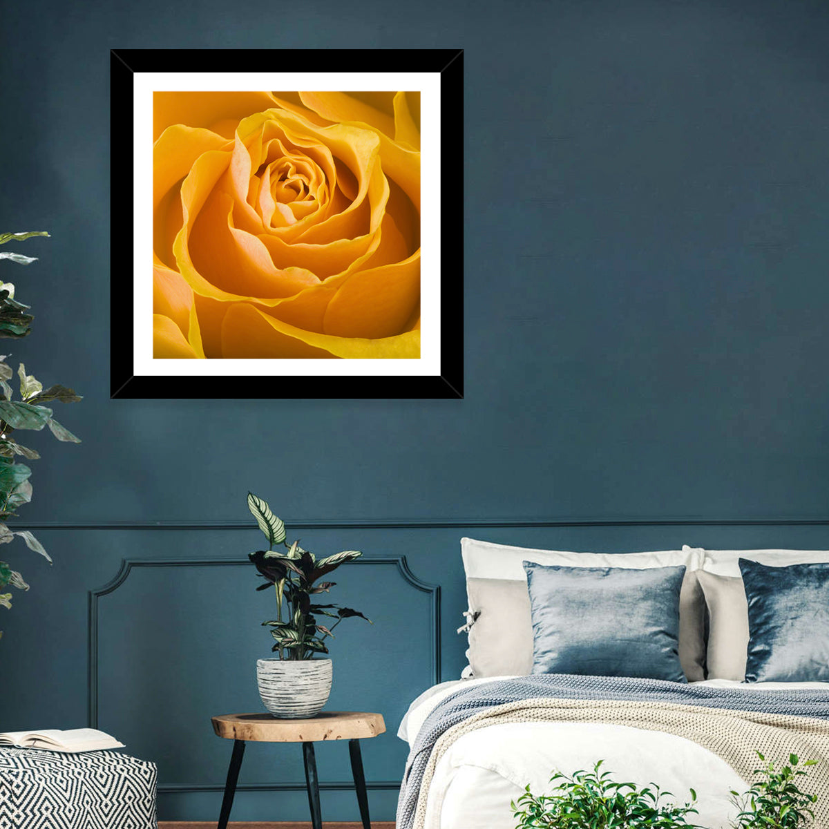 Yellow Rose Close-up Wall Art in a room, landscape