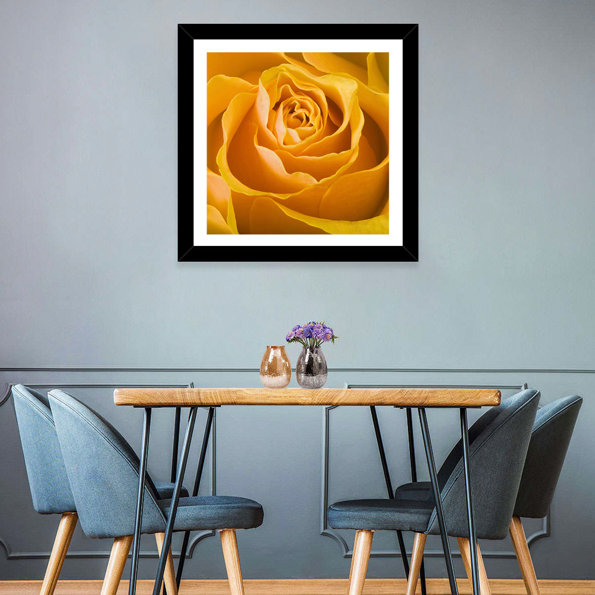 Yellow Rose Close-up Wall Art in a room, landscape