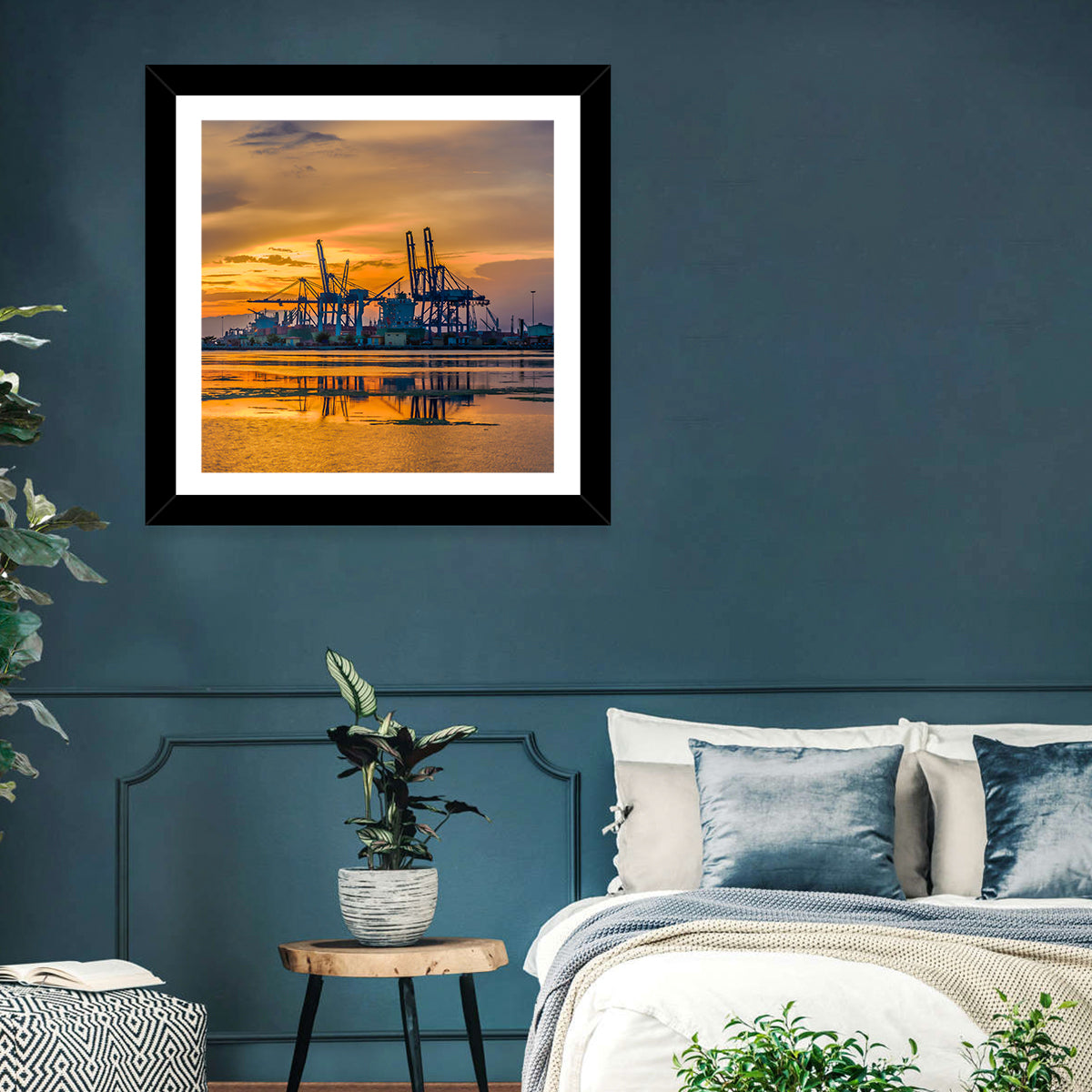 Djibouti Harbor at Sunset Wall Art in a room, landscape