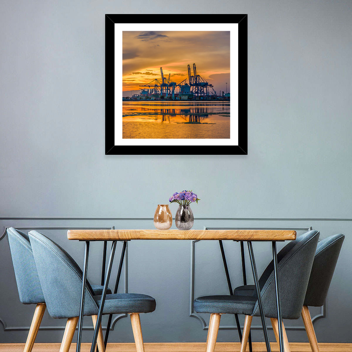 Djibouti Harbor at Sunset Wall Art in a room, landscape