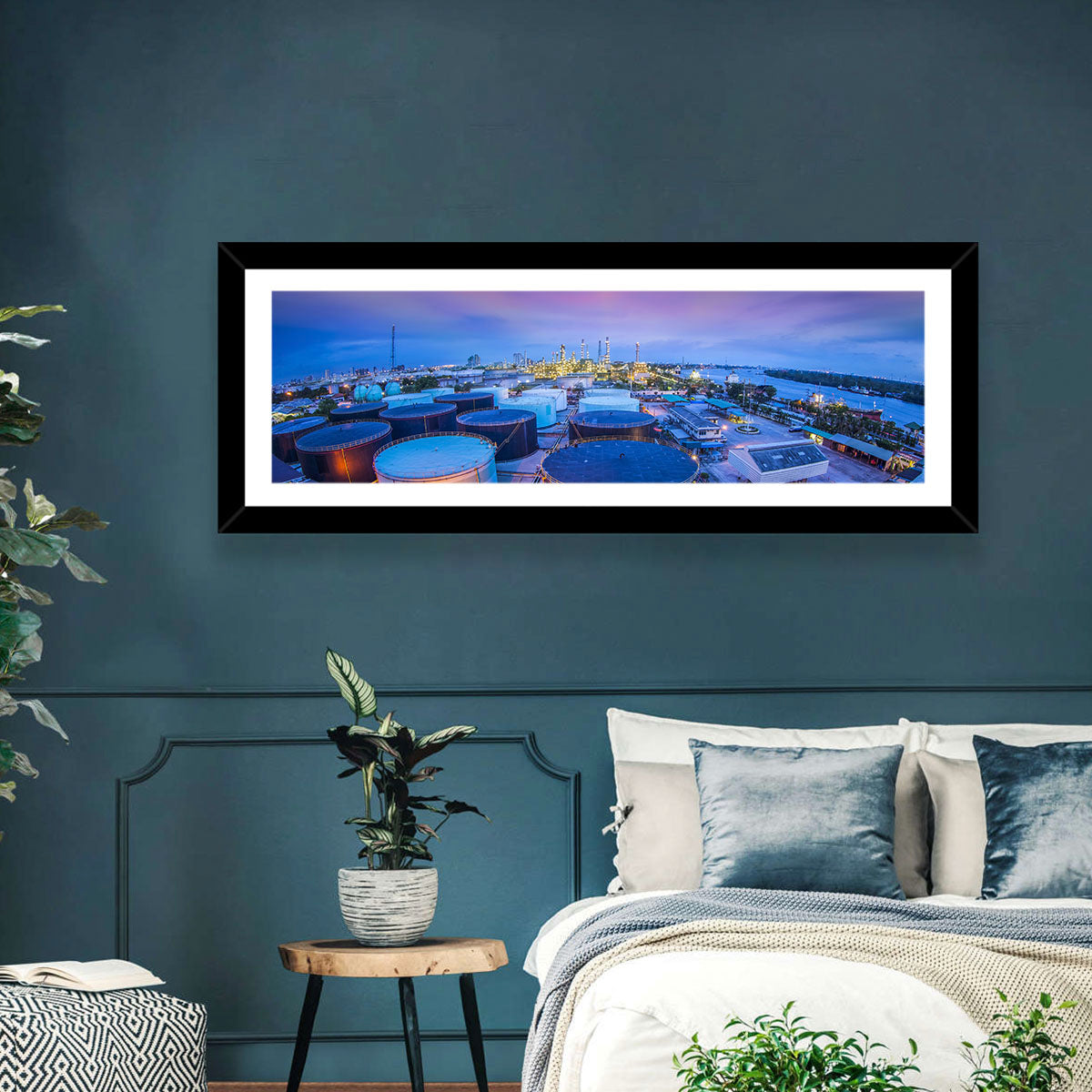 Twilight Oil Refinery River View Wall Art
