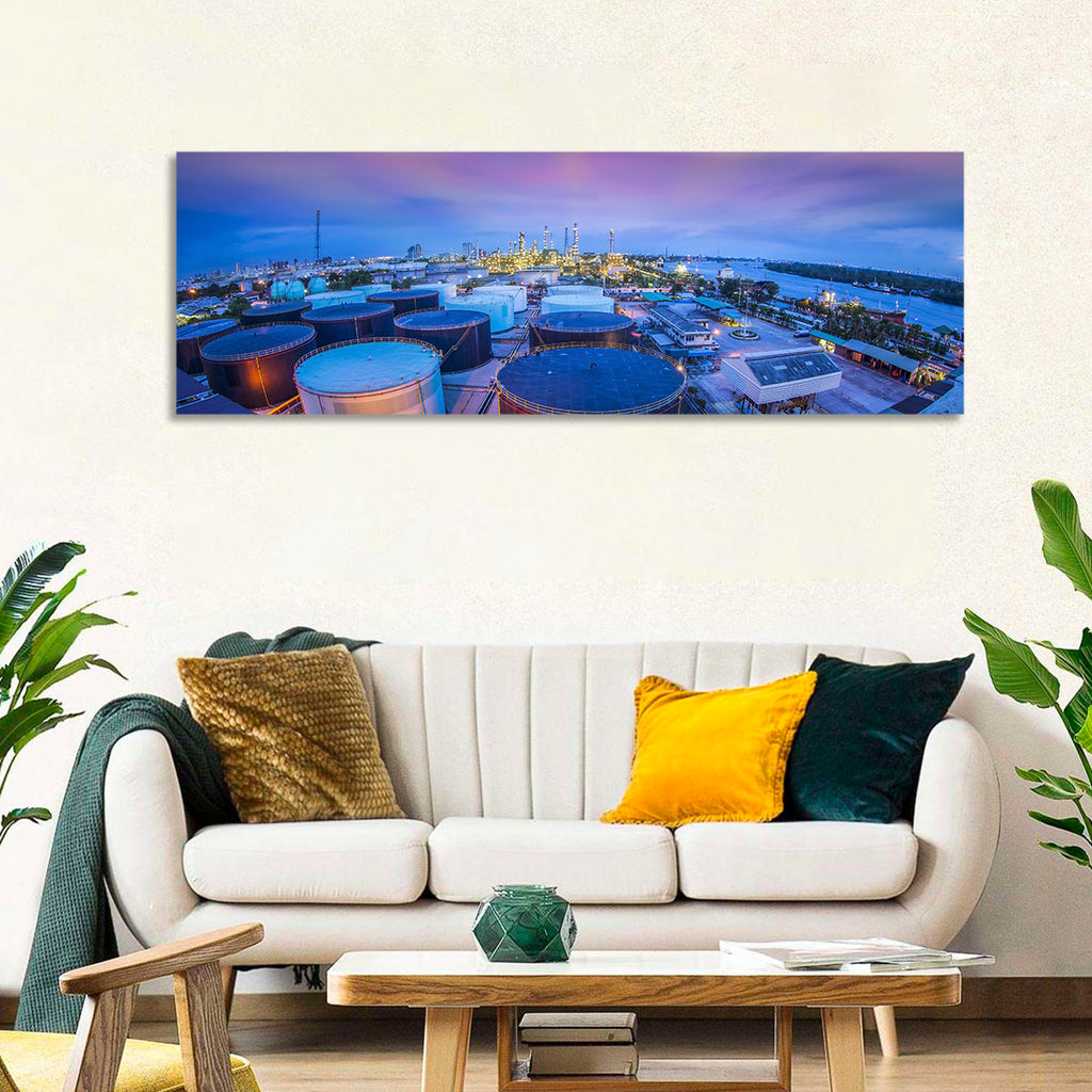 Twilight Oil Refinery River View Wall Art