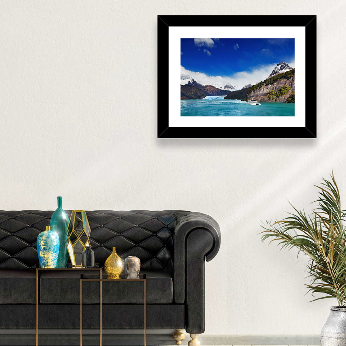 Lake Argentino Vista Wall Art in a room, landscape
