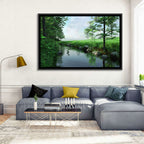 Tranquil Meadow Stream with Wildflowers Wall Art