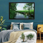 Tranquil Meadow Stream with Wildflowers Wall Art
