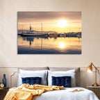 Husavik Harbor at Golden Hour Wall Art