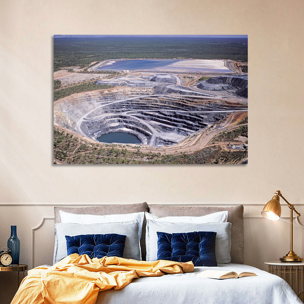 Aerial Open Pit Uranium Mine Wall Art in a room, landscape
