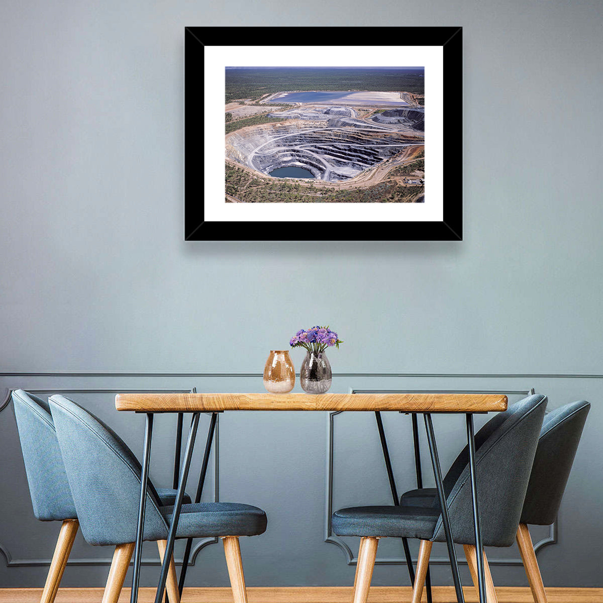 Aerial Open Pit Uranium Mine Wall Art in a room, landscape